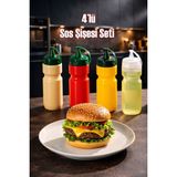 Porsima 4lü Sosluk Seti Ketçap Mayonez Hardal Yağlık Şişesi – Sıkılabilir Plastik Sos Şişesi 660 ml - 4 lü