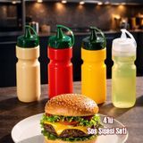 Porsima 4lü Sosluk Seti Ketçap Mayonez Hardal Yağlık Şişesi Sıkılabilir Plastik Sos Şişesi 660 Ml Çok Renkli