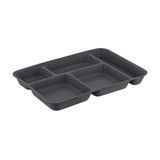 Porsima 5 Bölmeli BPA İçermez Lüks Plastik Piknik Yemek Servis Tabağı-Tabldot Servis Tabağı Antrasit-21 * 31 * 3,5 cm