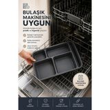 Porsima 5 Bölmeli Bpa Içermez Lüks Plastik Piknik Yemek Servis Tabağı Tabldot Servis Tabağı Antrasit 21X31X3,5 cm - 20 cm - Çok Renkli