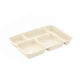 Porsima 5 Bölmeli BPA İçermez Lüks Plastik Piknik Yemek Servis Tabağı-Tabldot Servis Tabağı Krem -21 * 31 * 3,5 cm