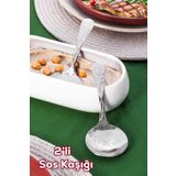 Porsima 5216 Metal Gümüş 2li Sos Kaşığı-Kaşık 13cm