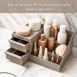 Porsima 5305 Kapicino Çok Amaçlı 2 Çekmeceli Makyaj Düzenleyici Şık Organizer Doğal Görünüm