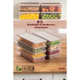 Porsima 5310 8li Buzdolabı Organizeri Mikrodalga Ve Derin Dondurucu Buzluk Bakliyat Saklama Kabı - 2lt