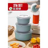 Porsima 5319 Kilitli Sızdırmaz Kapaklı Hava Tahliye Contalı Çok Amaçlı 3lü Yuvarlak Erzak Yiyecek Saklama Kabı Seti Mavi - 800-1300-2000ML