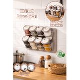 Porsima 5340 8li Etiketli Asmalı Kendinden Yapışkanlı Tezgah Üstü Standlı Döner Kapaklı Baharatlık Seti