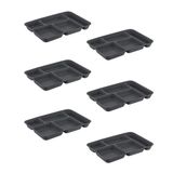 Porsima 6 adet 5 Bölmeli BPA İçermez Lüks Plastik Piknik Yemek Servis Tabağı-Tabldot Servis Tabağı Antrasit-21 * 31 * 3,5 cm