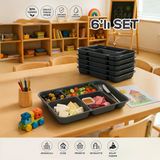 Porsima 6 Adet 5 Bölmeli Bpa İçermez Lüks Plastik Piknik Yemek Servis Tabağı Tabldot Servis Tabağı Antrasit 21X31x3,5 Cm