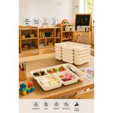 Porsima 6 Adet 5 Bölmeli Bpa Içermez Lüks Plastik Piknik Yemek Servis Tabağı-Tabldot Servis Tabağı Krem -21*31*3,5 cm - 21 x 30 cm