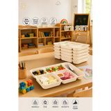 Porsima 6 Adet 5 Bölmeli Bpa İçermez Lüks Plastik Piknik Yemek Servis Tabağı-Tabldot Servis Tabağı Krem -21X31x3,5 Cm