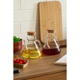 Porsima 6517 Mantar Kapaklı Borosilikat Cam 2li Yağlık Sirkelik Yağdanlık 500+500 ml Şeffaf