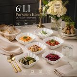 Porsima 6'lı Beyaz Porselen Kase Seti – Çerez, Meze, Salata ve Kahvaltılık Servis Kasesi 15CM