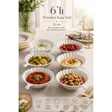 Porsima 6'lı Beyaz Porselen Kulplu Kase Seti – Çerez, Meze, Salata ve Kahvaltılık Servis Kasesi 15CM - Beyaz