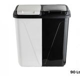 Porsima 90 Litre Çift Gözlü Plastik Çamaşır Sepeti Siyah Beyaz İki Bölmeli Kullanım Kolaylığı - Siyah - Beyaz - 36 x 37 x 62 cm