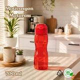 Porsima 911037-C Bpa Free Motivasyon Sporcu Su Matarası Suluk 0,7lt Su Şişesi Kırmızı