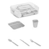 Porsima AC-101-1 32 Parça 6 Kişilik Pratik Taşınabilir Piknik Seti - Saklama Kutulu Piknik Sepeti Gri