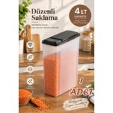 Porsima AK-571 4 Lt Şeffaf Erzak Kabı – Ölçü Çizgili, Pratik Açılır Siyah Kapaklı Kuru Gıda & Bakliyat Saklama Kabı