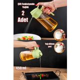 Porsima ALK-1900 2li Cam Sprey-Fısfıs Yağdanlık Limon Sirke Sos Airfryer Püskürtmeli Püskürtücü Yağlık