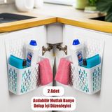 Porsima Asılabilir Mutfak Banyo Dolap İçi Düzenleyici Organizer Deterjanlık Beyaz 2'li