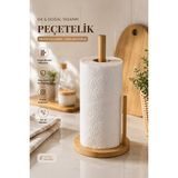 Porsima Bambu Yuvarlak Kağıt Havluluk 14 cm Pratik Kullanım Ergonomik Mutfak Havluluğu - Ahşap
