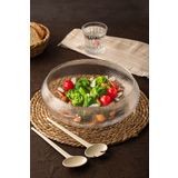 Porsima El Yapımı Büyük Boy Kendinden Kaşıklı Cam Salata Meyve Çerez Makarna Sunum Kasesi Şeffaf 24 cm 4306
