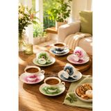 Porsima GC57-2442 12 Parça Yaldızlı Porselen Türk Kahve Fincan Takımı - Mix Kahve Fincan Seti - 100ML - 1 Adet - 100 ml