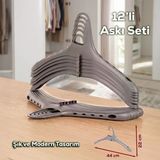 Porsima Harmoni 12 Adet Dolap Içi Düzenleyici Organizer İç İçe Geçen Askı Tişört Gömlek Elbise Askısı Gri