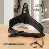 Porsima Harmoni 12 Adet Dolap Içi Düzenleyici Organizer İç İçe Geçen Askı Tişört Gömlek Elbise Askısı Siyah