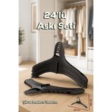 Porsima Harmoni 24 Adet Dolap Içi Düzenleyici Organizer İç İçe Geçen Askı Tişört Gömlek Elbise Askısı Siyah