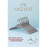Porsima Harmoni 6 Adet Dolap Içi Düzenleyici Organizer Iç Içe Geçen Askı Tişört Gömlek Elbise Askısı Gri