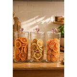 Porsima Hearts 3lü 1150 ml Borosilikat Cam Kavanoz Seti Saklama Kabı Takımı 10X18CM - 1,1 lt