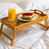 Porsima Katlanır Ayaklı Bambu Tepsi Yatak Keyif Tepsisi 50Cm 30Cm , Portatif Tepsi Bambu
