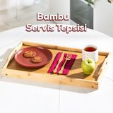 Porsima Katlanır Ayaklı Bambu Yatak Keyif Tepsisi (50CM*30CM), Portatif Tepsi - 50 x 30 cm