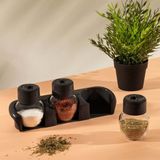 Porsima L-00372 Plastik Standli Cam Baharatlik Takimi 210 Cc 3'Lu Tuz Baharatlik Seti