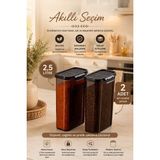 Porsima L-00895 2'li Erzak Saklama Kabı Seti – Hava Geçirmez Kapaklı,düzenleyici Mutfak Saklama Kabı,tablet Toz Deterjan Saklama Kabı 2,5 Litre Füme - 2,5 lt