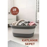 Porsima L-00959-2 Akordiyon Katlanır Sepet Katlanabilir Çamaşır Sepeti Orta Boy Katlanır Çamaşır Sepeti 18Lt