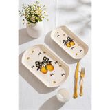 Porsima Lemon Porselen 2li Kayık Tabak Seti - Oval Kahvaltılık Sunumluk Seti - Sarı