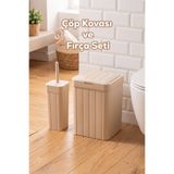 Porsima Linny 2li Banyo Fırçası Banyo Mutfak Çöp Kovası Seti Klozet Fırçası ve Çöp Kutusu Takımı 10 lt