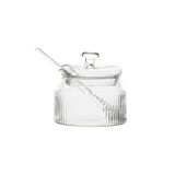 Porsima LM-0018 Kaşıklı Kapaklı Cam Şekerlik Sunumluk Bal Ve Reçel Kavanozu Saklama Kabı 200ml