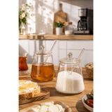 Porsima LM-0019 Kaşıklı Kapaklı Cam 2li Şekerlik Sunumluk Seti Bal Ve Reçel Kavanozu Saklama Kabı 500ml