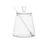 Porsima LM-0019 Kaşıklı Kapaklı Cam Şekerlik Sunumluk Bal Ve Reçel Kavanozu Saklama Kabı 500ml