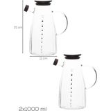 Porsima LM-0053 Alvera Kapaklı Borosilikat Cam 2li Yağlık Sirkelik Yağdanlık Seti 1000ML - Şeffaf - 1 lt