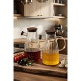 Porsima LM-0053 Alvera Kapaklı Borosilikat Cam 2li Yağlık Sirkelik Yağdanlık Seti 1000ml