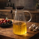 Porsima LM-0053 Alvera Kapaklı Borosilikat Cam Yağlık Sirkelik Yağdanlık 1000ML - Şeffaf - 1 lt