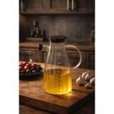 Porsima LM-0053 Alvera Kapaklı Borosilikat Cam Yağlık Sirkelik Yağdanlık 1000ml