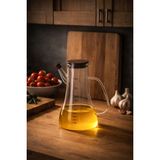 Porsima LM-0106 Serra Kapaklı Borosilikat Cam Yağlık Sirkelik Yağdanlık 1000ML - Şeffaf - 1 lt