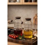 Porsima LM-0107 Evora Kapaklı Borosilikat Cam 2li Yağlık Sirkelik Yağdanlık Seti 1000ML - Şeffaf - 1 lt