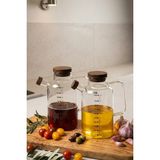 Porsima LM-0108 Verra Kapaklı Borosilikat Cam 2li Yağlık Sirkelik Yağdanlık Seti 1000ML - Şeffaf - 1 lt