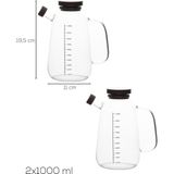 Porsima LM-0109 Livra Kapaklı Borosilikat Cam 2li Yağlık Sirkelik Yağdanlık Seti 1000ML - Şeffaf - 1 lt