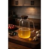 Porsima LM-0109 Livra Kapaklı Borosilikat Cam Yağlık Sirkelik Yağdanlık 1000ML - Şeffaf - 1 lt